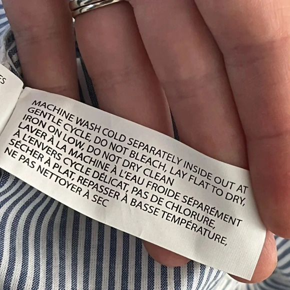 NWT BLACK TAPE_/ 100% cotton baby doll blouse/ White & blue stripes/ Size US L - Picture 11 of 14